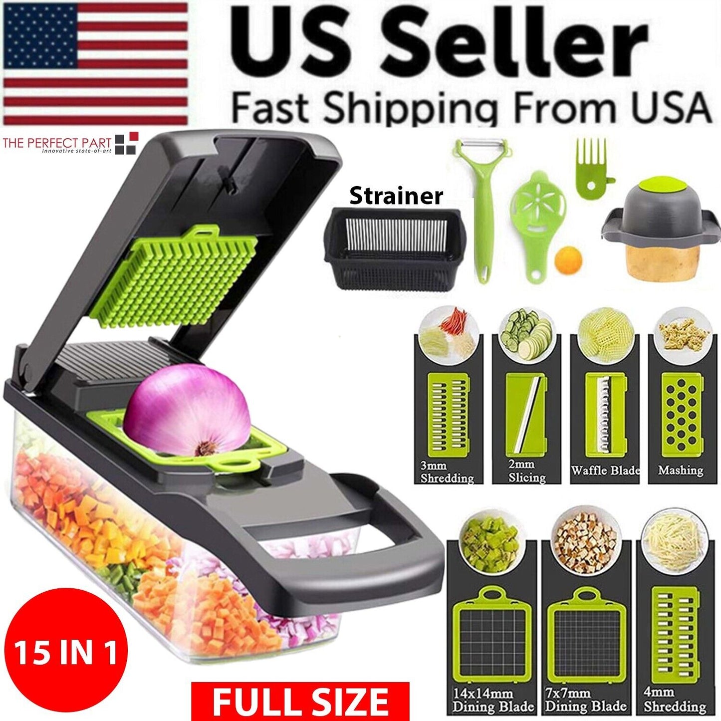 15-In-1 Vegetable Fruit Chopper Cutter Food Onion