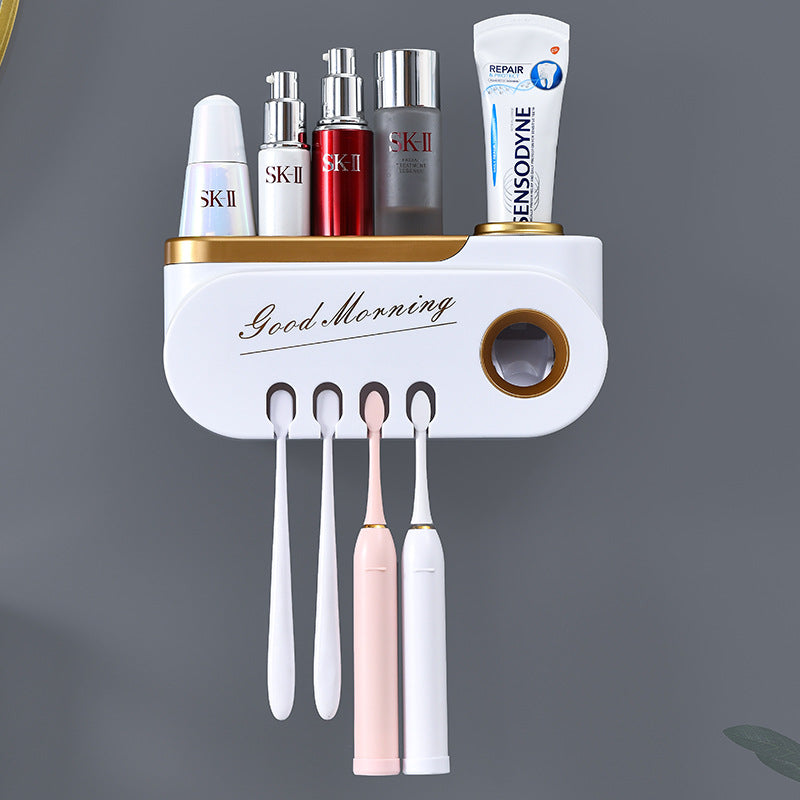 Juego creativo de soporte para cepillos de dientes y exprimidor de pasta de dientes
