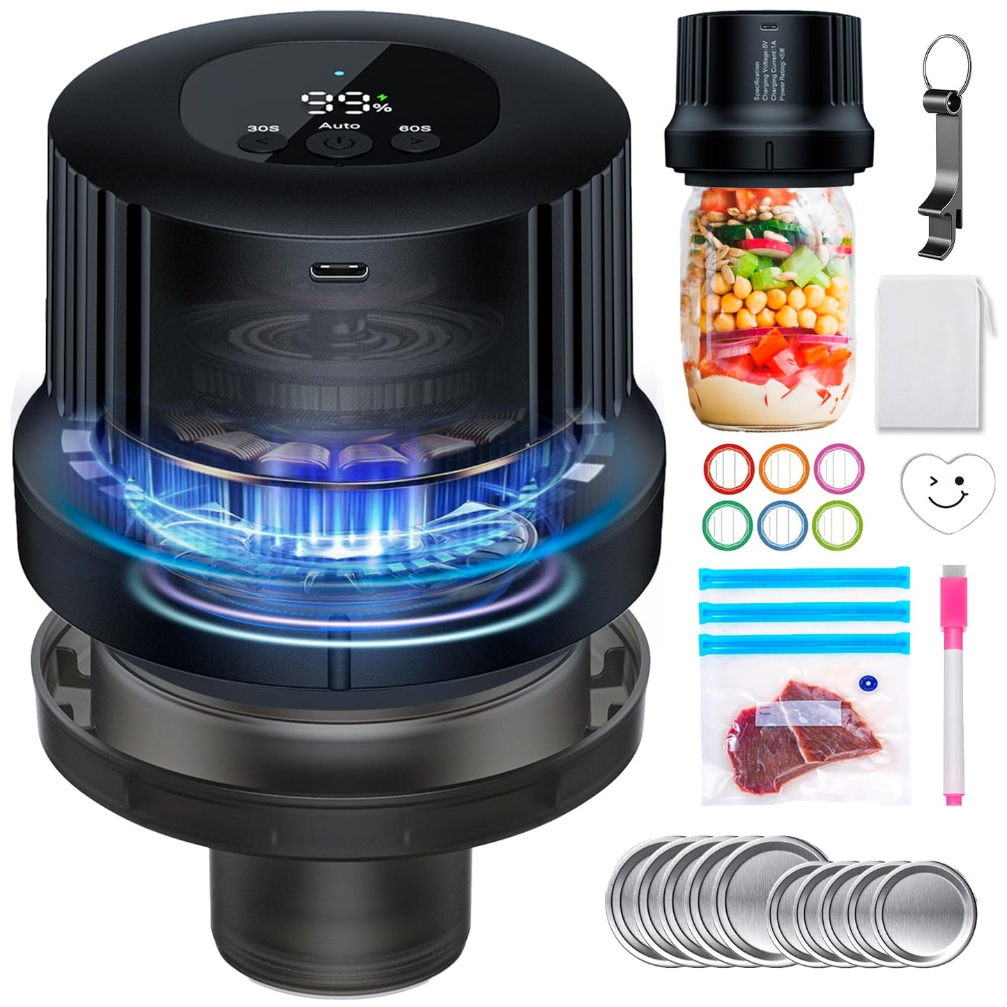 3-in-1 Electric Mason Jar Vacuum Sealer