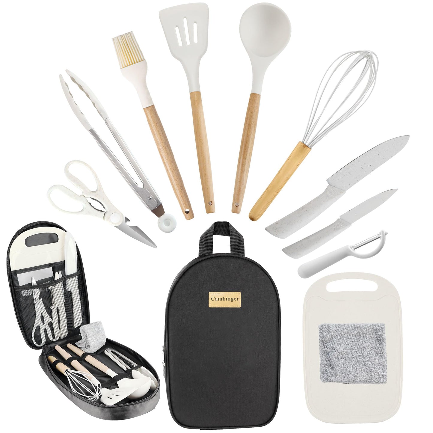 Camping Kitchen Cooking Utensils Set - 12Pcs Portable Outdoor