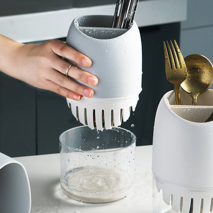 Escurridor de cubiertos minimalista de dos compartimentos
