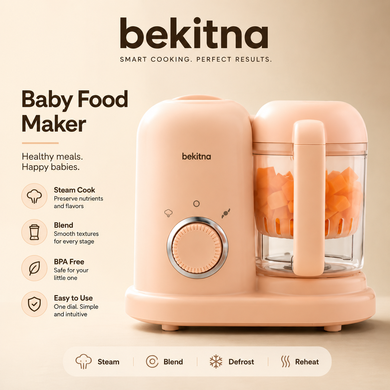 Integrated Electric Baby Food Maker for Cooking & Mixing