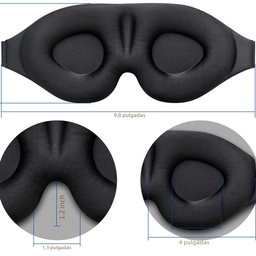 Máscara de dormir negra en 3D para viajes y relajación