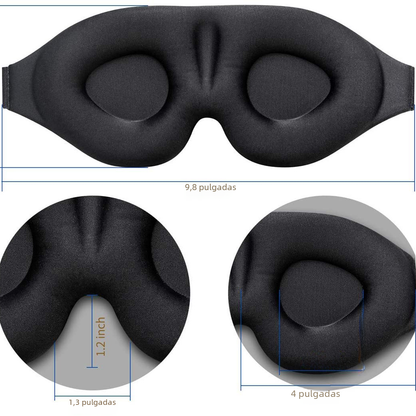 Máscara de dormir negra en 3D para viajes y relajación