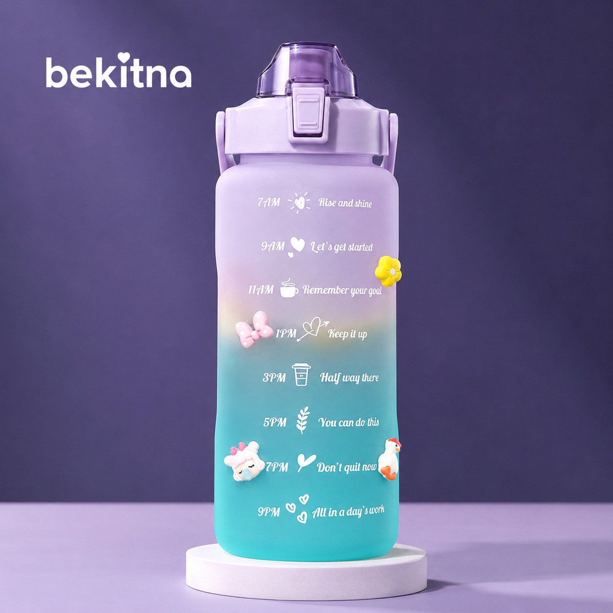 Inspirational Sports Water Bottle with Stickers, Portable