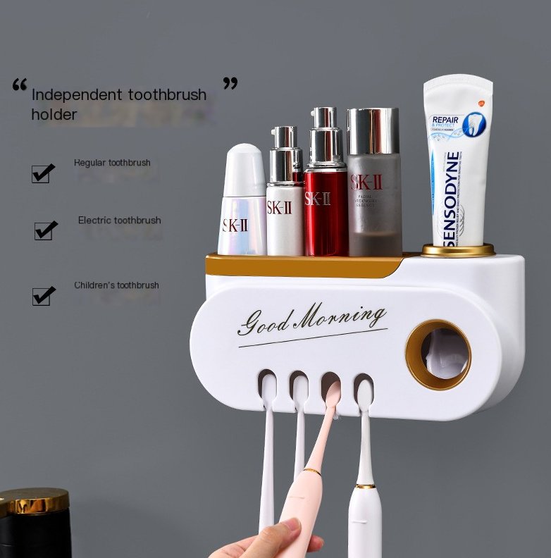 Juego creativo de soporte para cepillos de dientes y exprimidor de pasta de dientes
