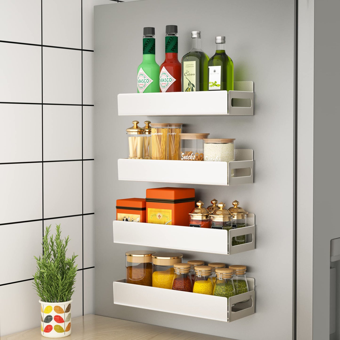 BIETCR Magnetic Spice Rack Organizer For Refrigerator